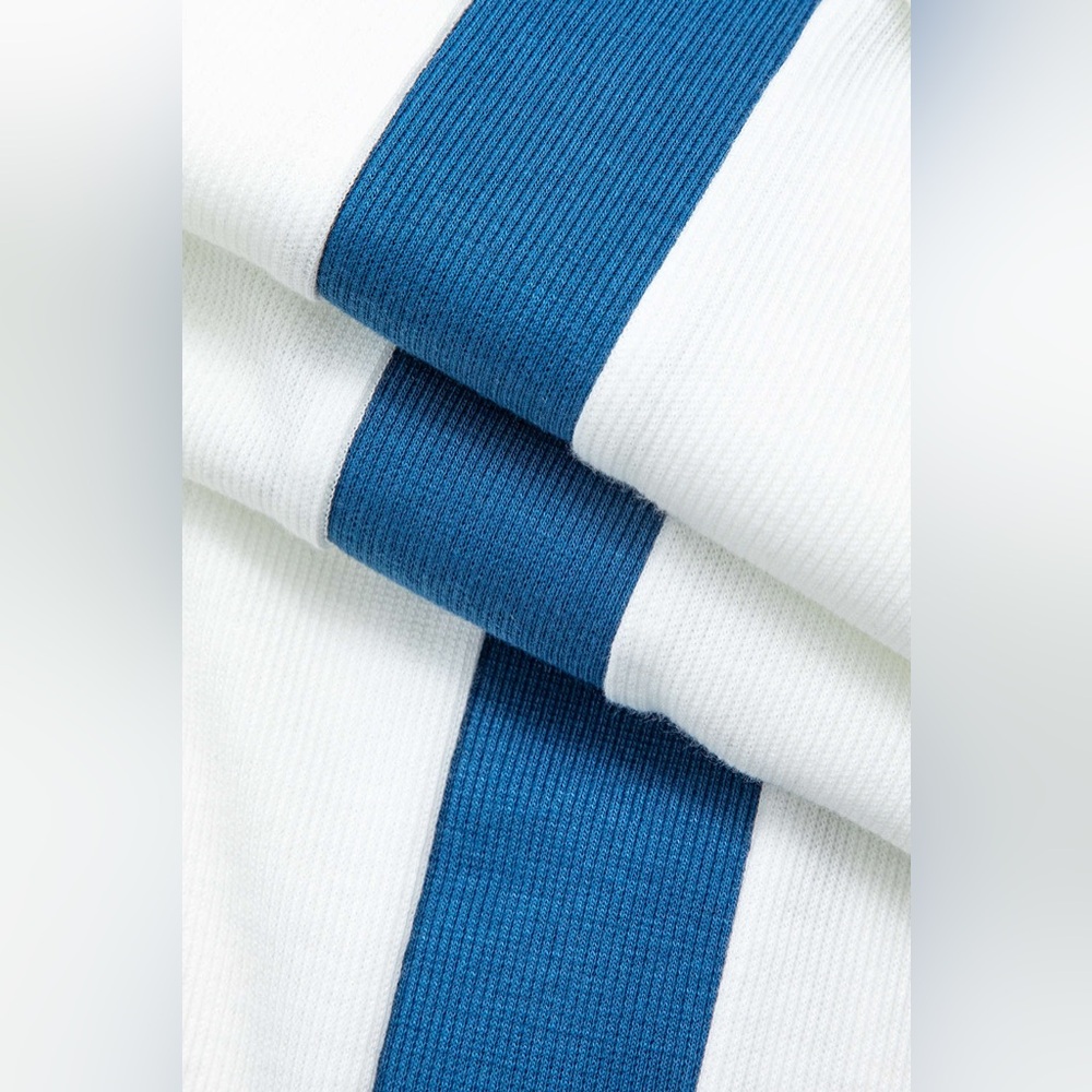 White Maxi Bodycon Dress with Blue Stripe - Picture 4 of 5